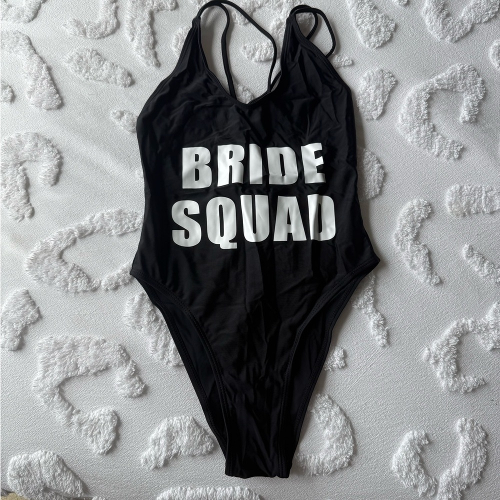Black 'Bride Squad' Women's Swimsuit